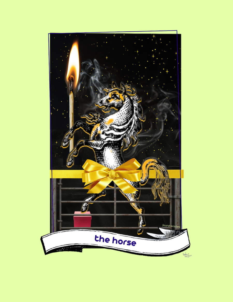 "Jump the Fence and Run" The FIRE Horse Oracle Art Print - Digital Download