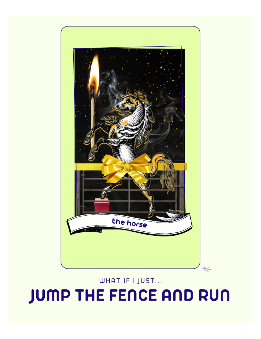 "Jump the Fence and Run" The FIRE Horse Oracle Art Print - Digital Download